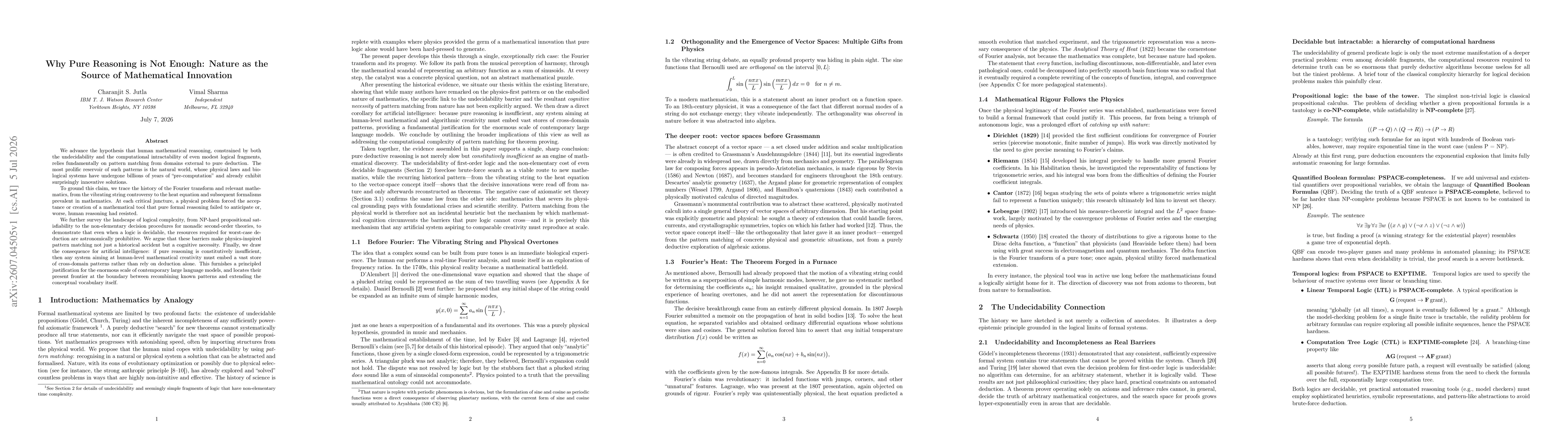 Thumbnail for Why Pure Reasoning is Not Enough: Nature as the Source of Mathematical Innovation