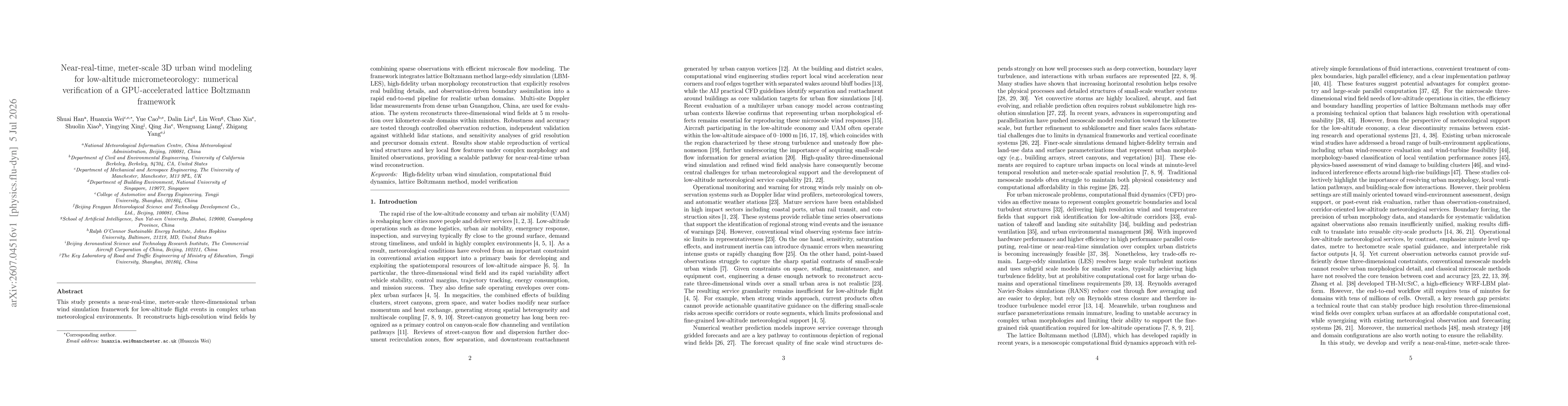 Thumbnail for Near-real-time, meter-scale 3D urban wind modeling for low-altitude micrometeorology: numerical verification of a GPU-accelerated lattice Boltzmann framework