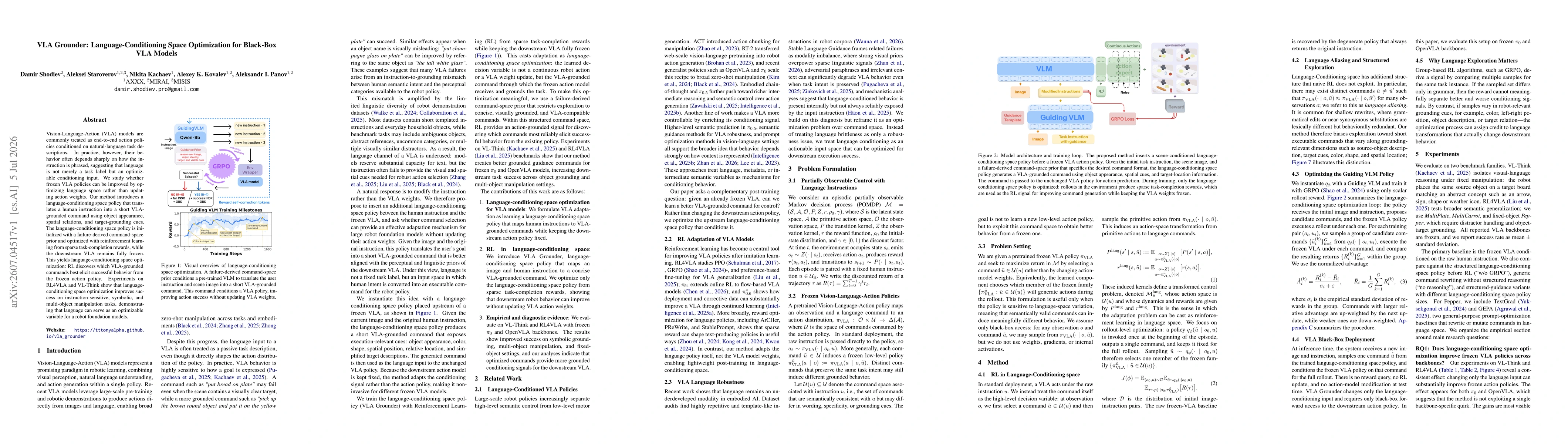 Thumbnail for VLA Grounder: Language-Conditioning Space Optimization for Black-Box VLA Models