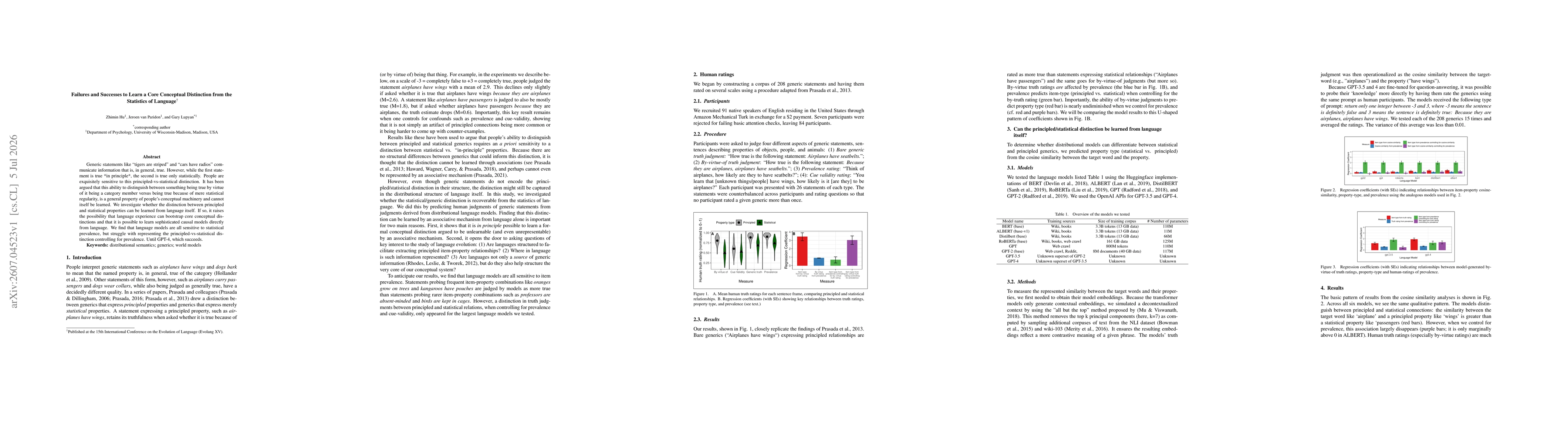 Thumbnail for Failures and Successes to Learn a Core Conceptual Distinction from the Statistics of Language