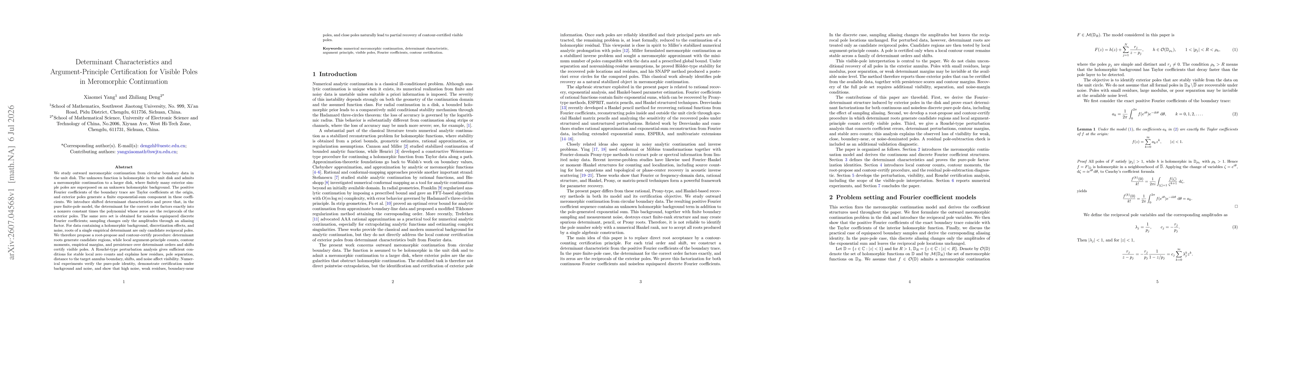 Thumbnail for Determinant Characteristics and Argument-Principle Certification for Visible Poles in Meromorphic Continuation