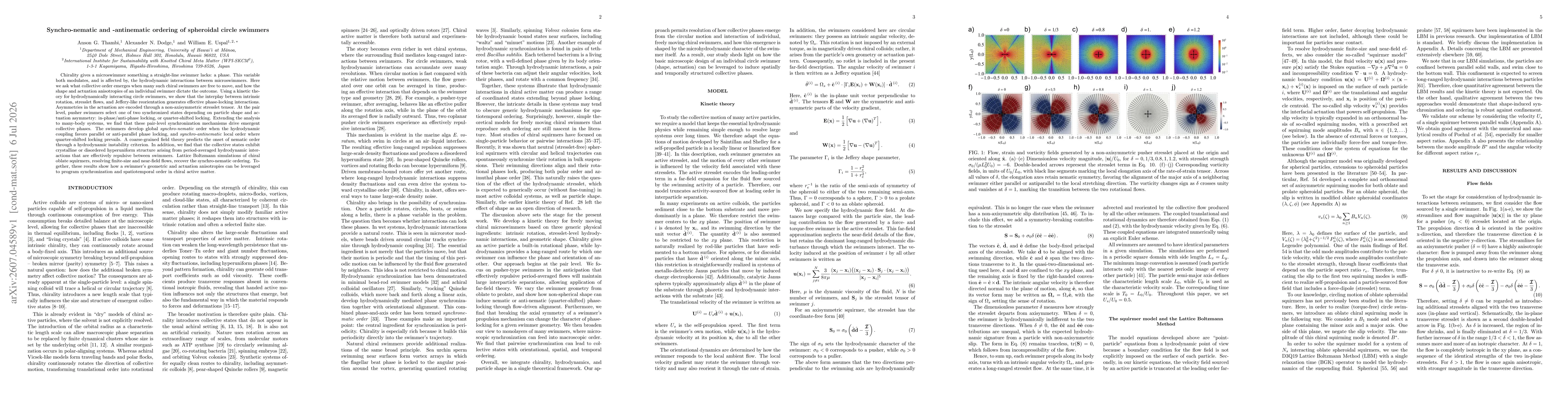 Thumbnail for Synchro-nematic and -antinematic ordering of spheroidal circle swimmers