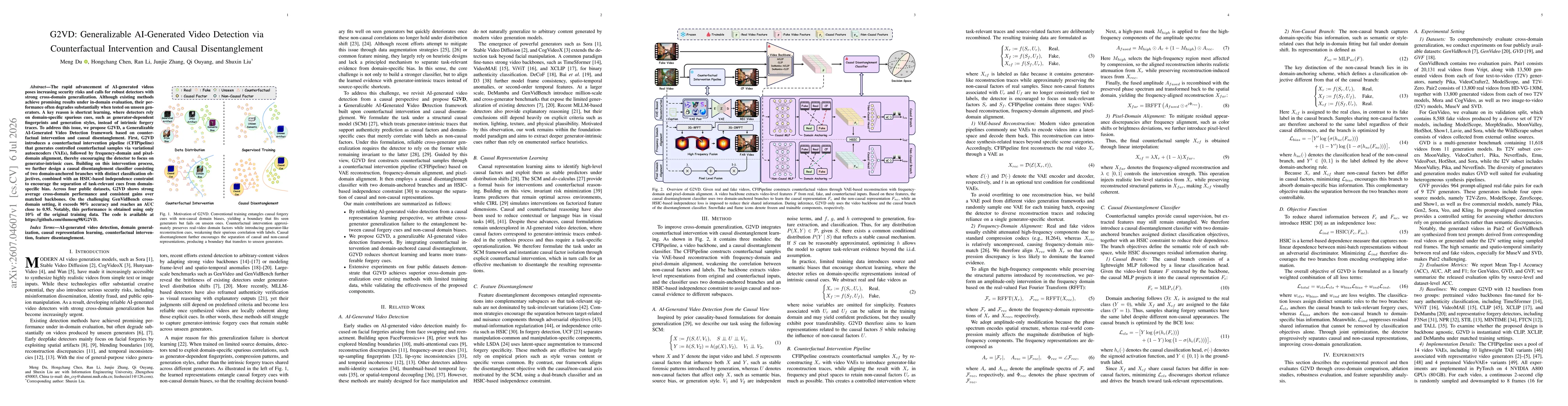 Thumbnail for G2VD: Generalizable AI-Generated Video Detection via Counterfactual Intervention and Causal Disentanglement