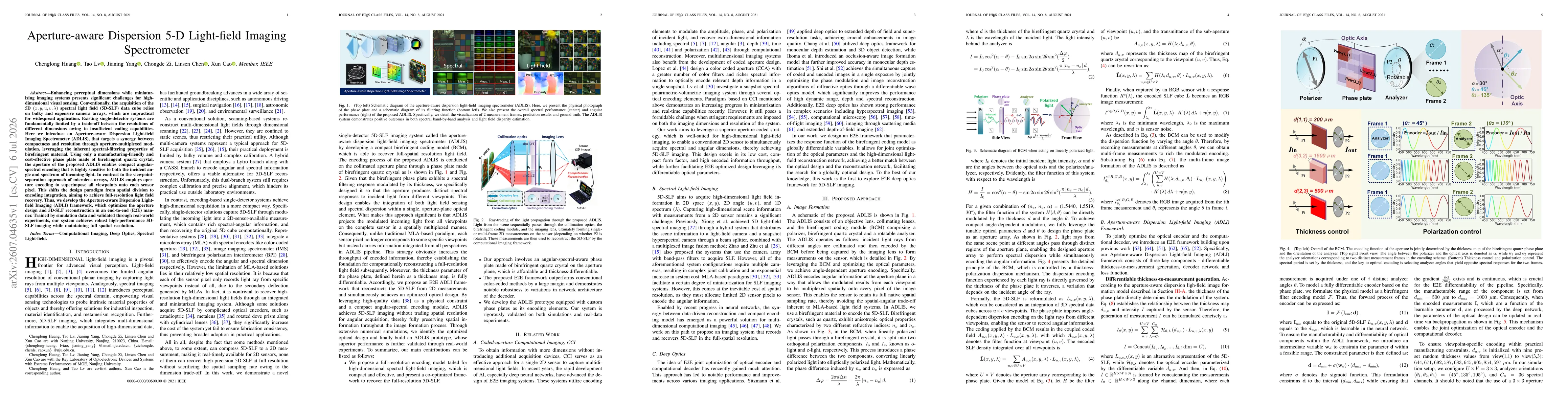 Thumbnail for Aperture-aware Dispersion 5-D Light-field Imaging Spectrometer