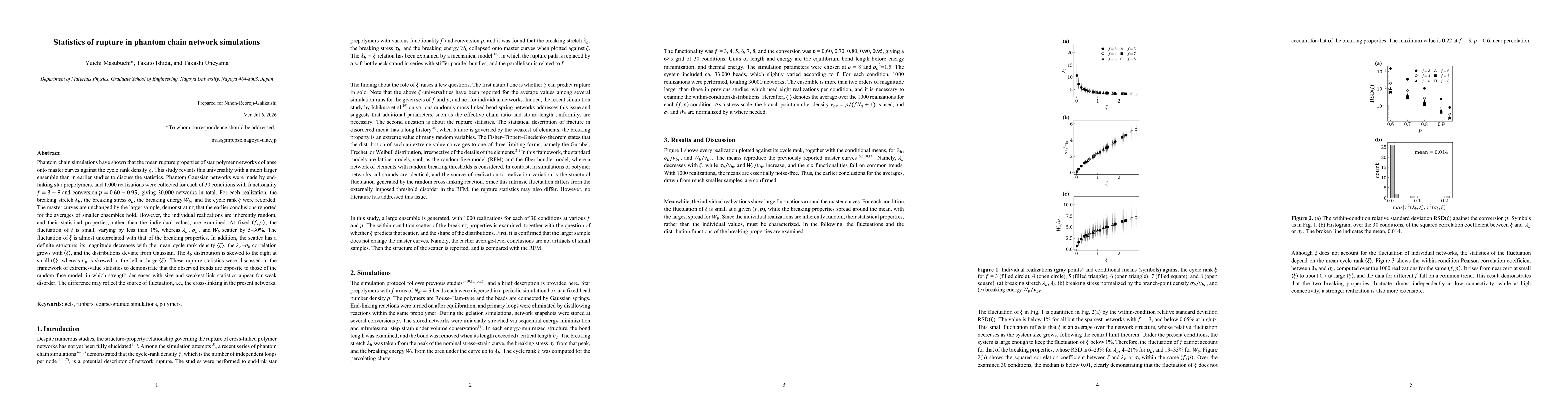 Thumbnail for Statistics of rupture in phantom chain network simulations