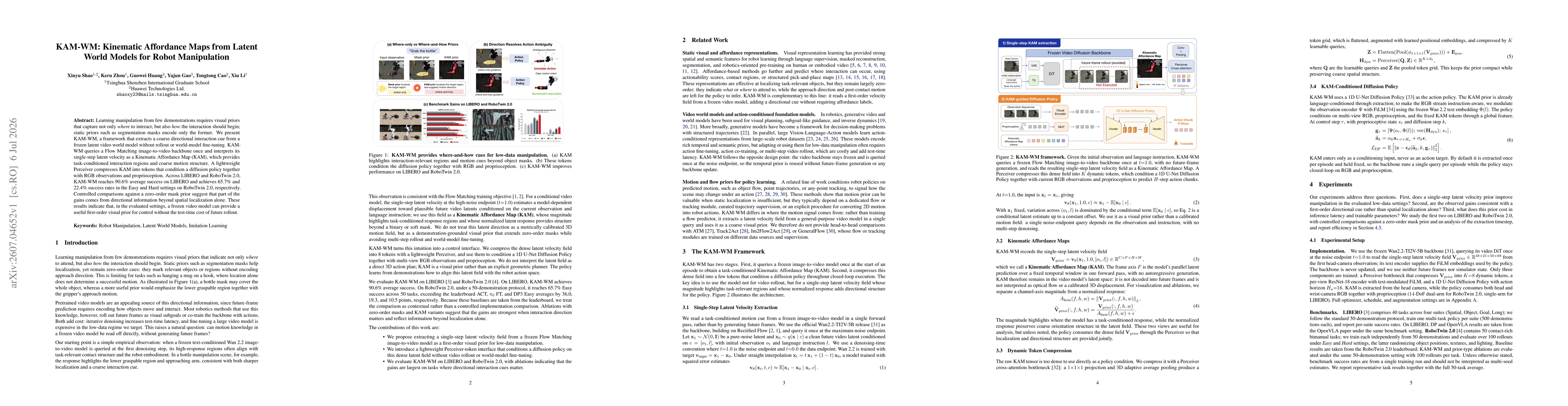 Thumbnail for KAM-WM: Kinematic Affordance Maps from Latent World Models for Robot Manipulation