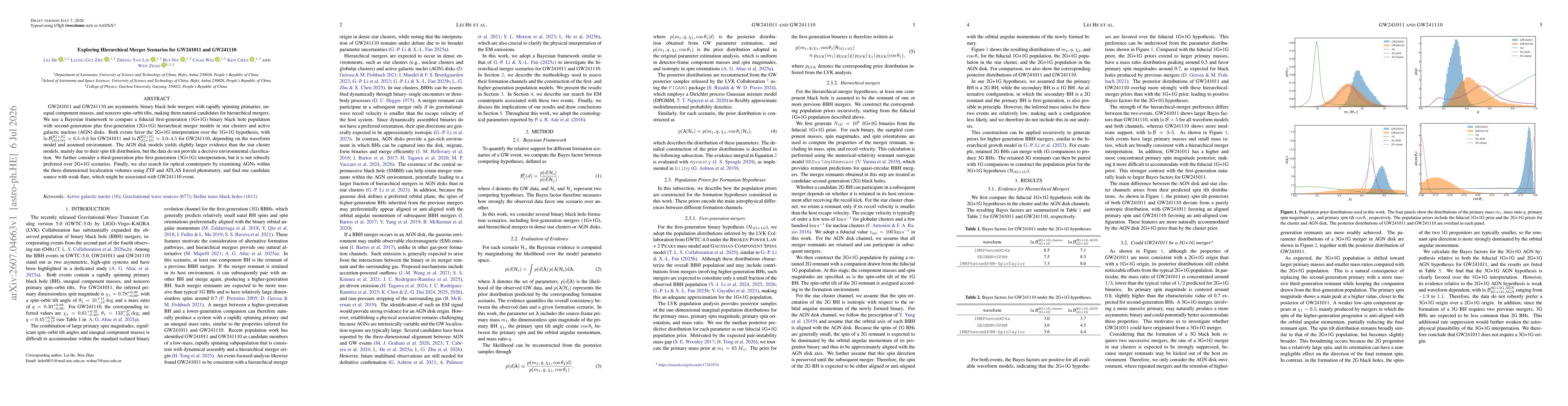 Thumbnail for Exploring Hierarchical Merger Scenarios for GW241011 and GW241110