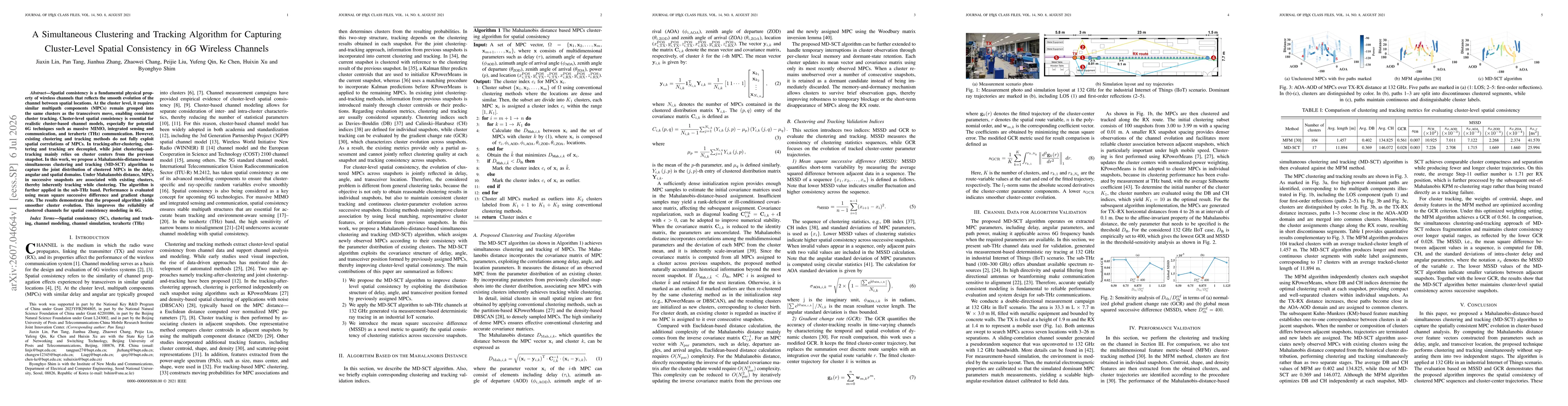 Thumbnail for A Simultaneous Clustering and Tracking Algorithm for Capturing Cluster-Level Spatial Consistency in 6G Wireless Channels