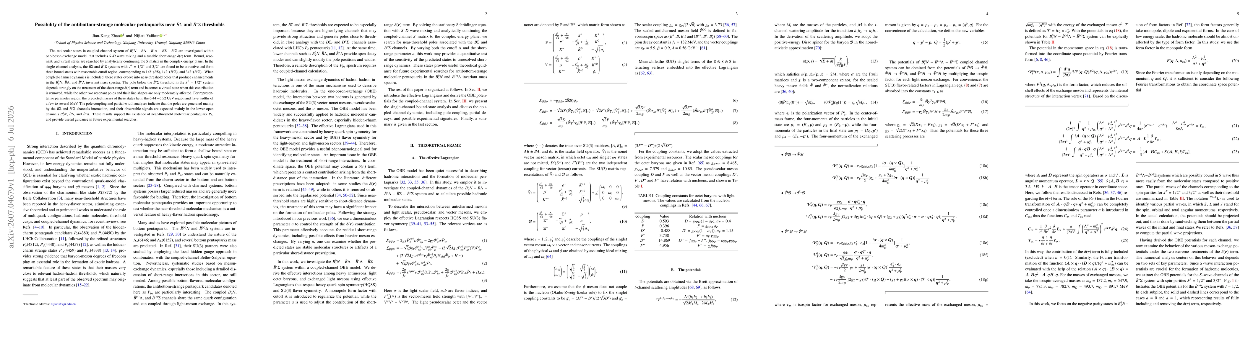 Thumbnail for Possibility of the antibottom-strange molecular pentaquarks near $\bar BΣ$ and $\bar B^*Σ$ thresholds