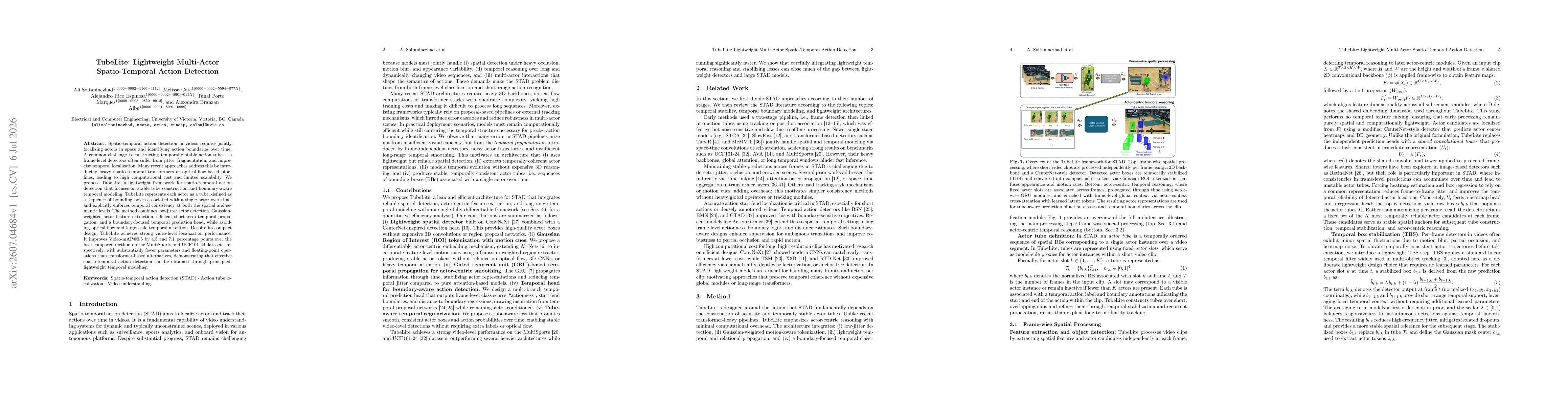 Thumbnail for TubeLite: Lightweight Multi-Actor Spatio-Temporal Action Detection