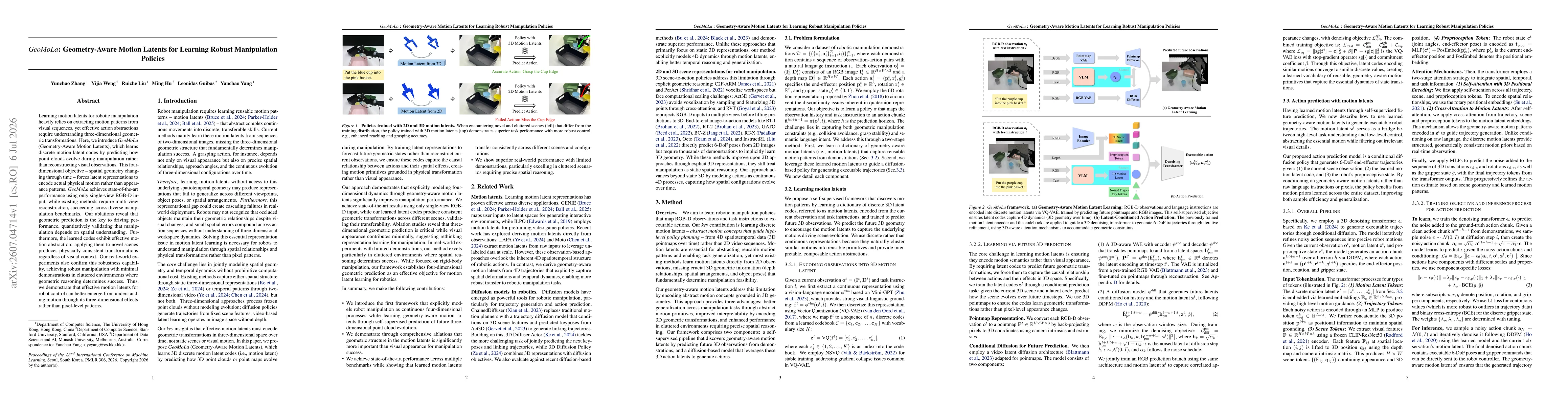 Thumbnail for Geometry-Aware Motion Latents for Learning Robust Manipulation Policies
