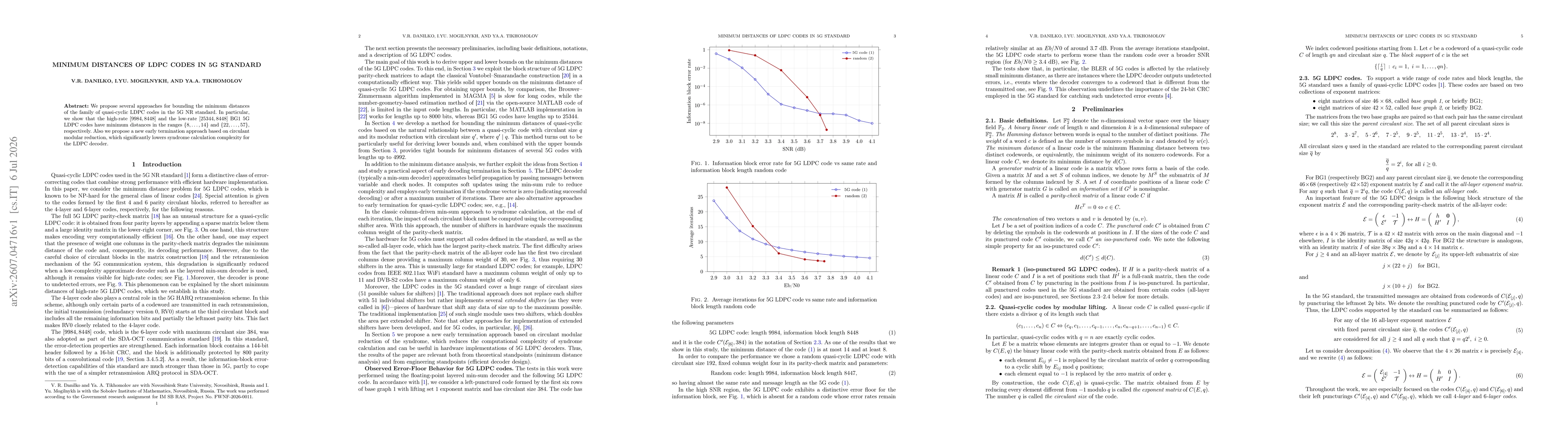 Thumbnail for Minimum distances of LDPC codes in 5G standard