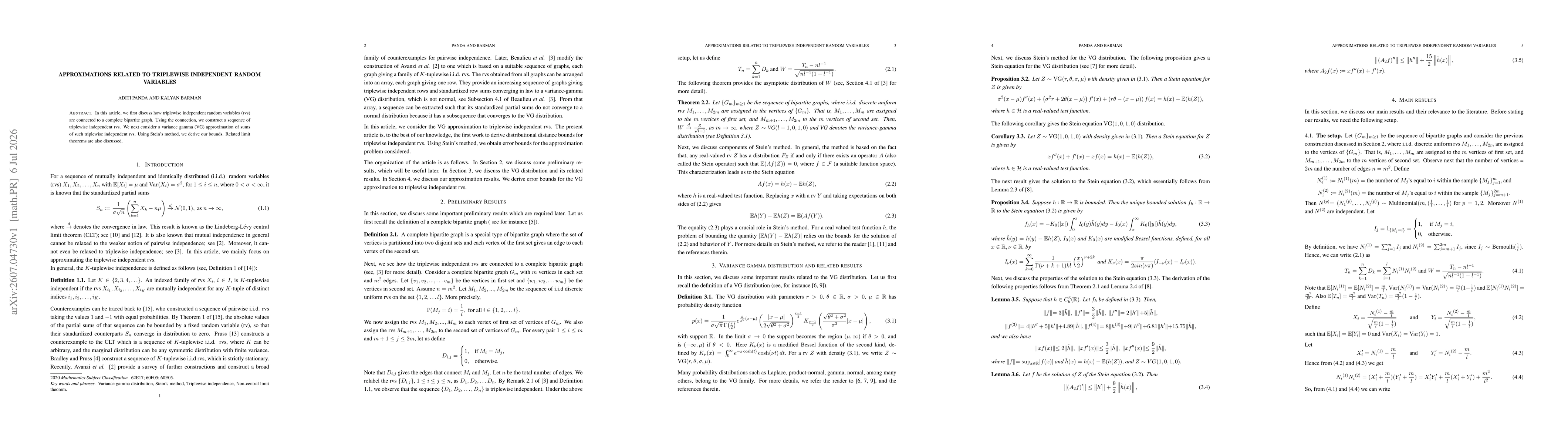 Thumbnail for Approximations related to triplewise independent random variables