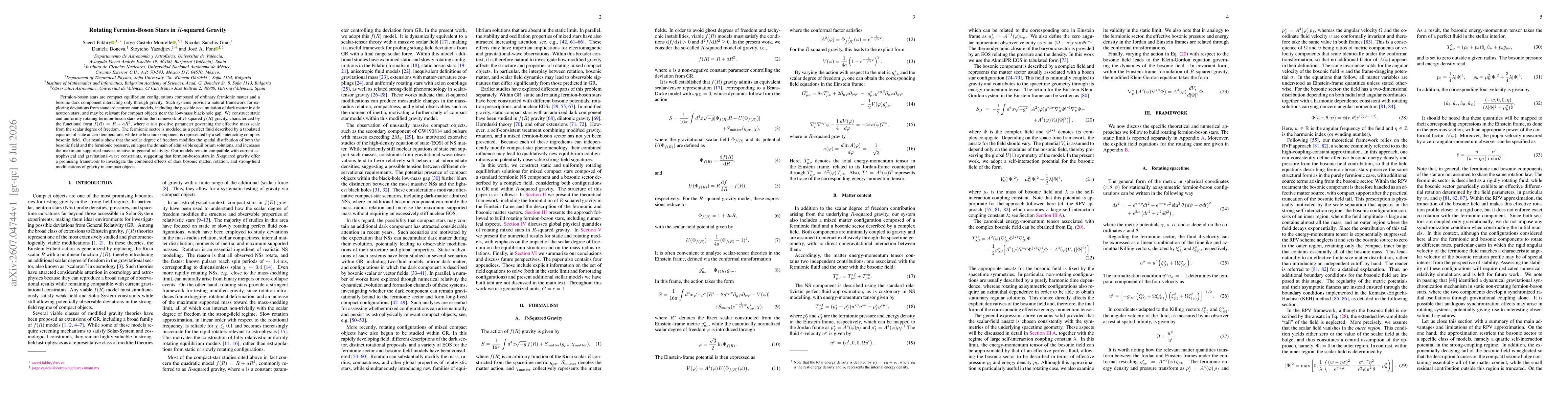 Thumbnail for Rotating Fermion-Boson Stars in $R$-squared Gravity