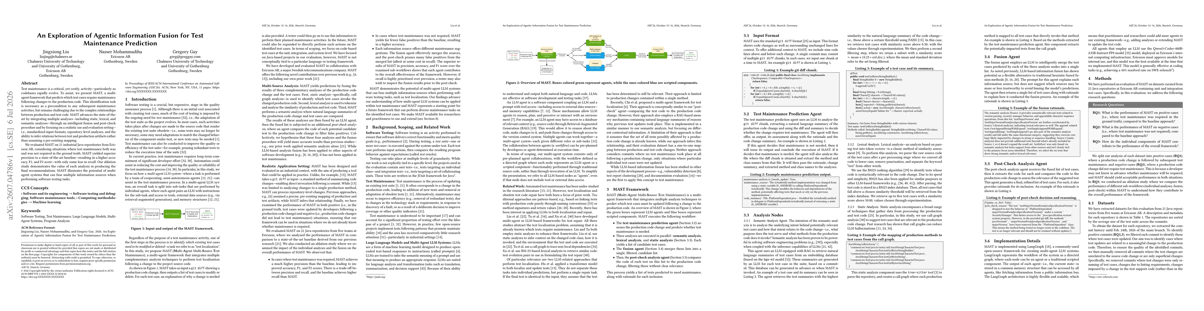 Thumbnail for An Exploration of Agentic Information Fusion for Test Maintenance Prediction