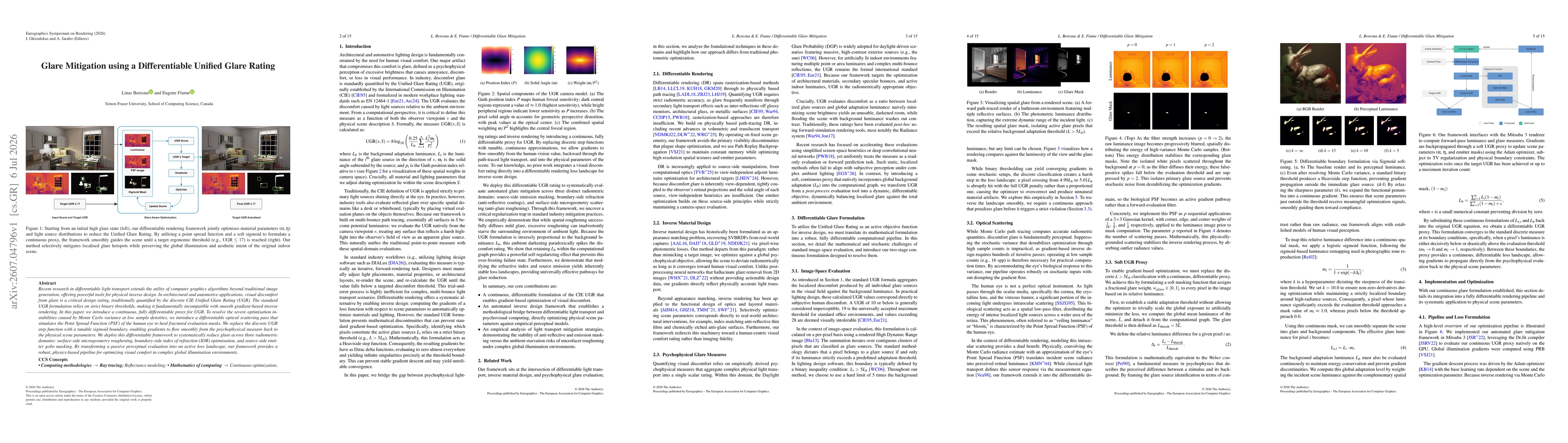 Thumbnail for Glare Mitigation using a Differentiable Unified Glare Rating