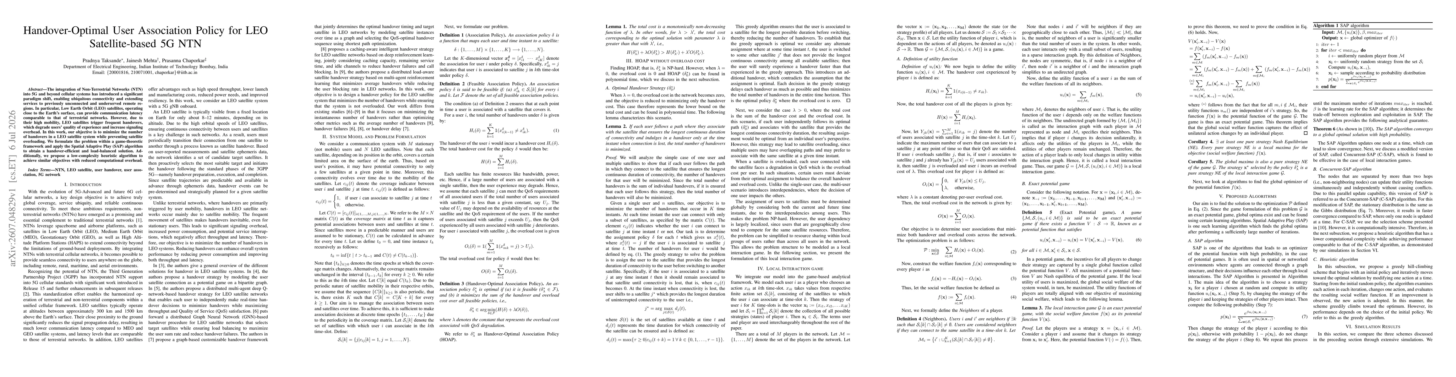 Thumbnail for Handover-Optimal User Association Policy for LEO Satellite-based 5G NTN
