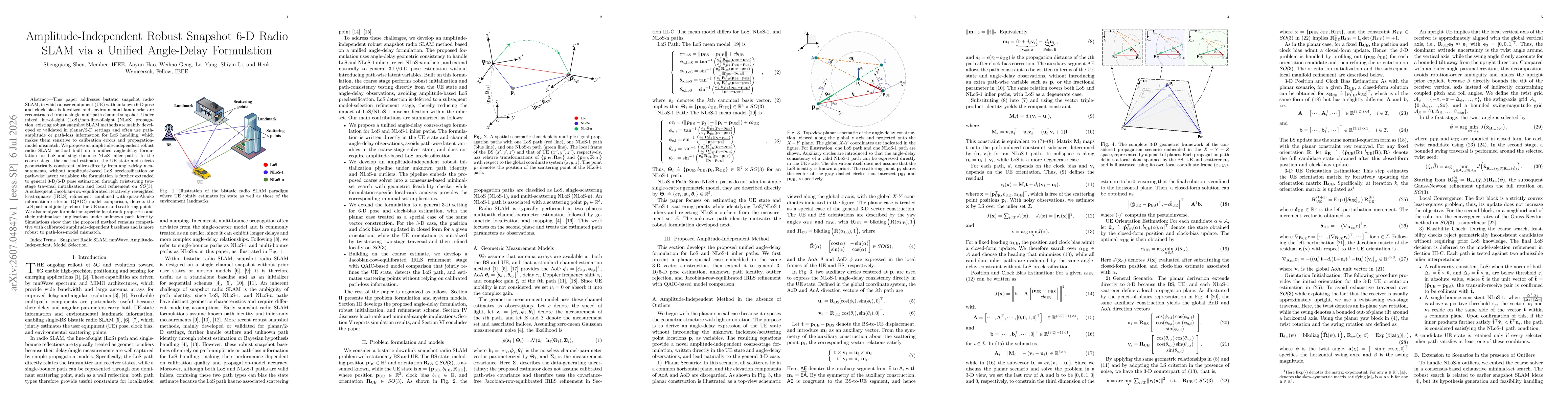 Thumbnail for Amplitude-Independent Robust Snapshot 6-D Radio SLAM via a Uniffed Angle-Delay Formulation