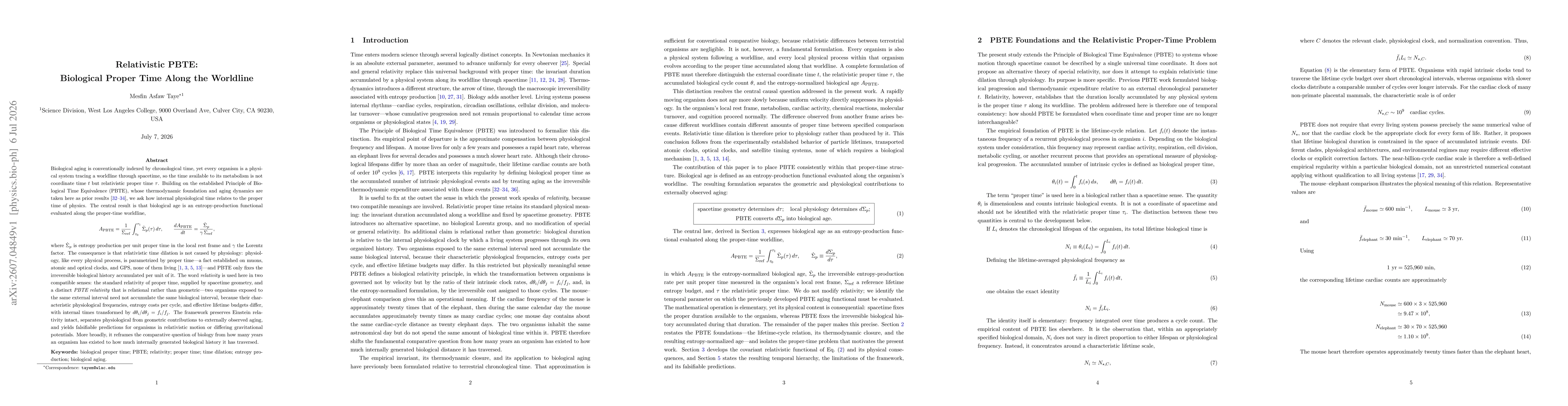 Thumbnail for Relativistic PBTE:Biological Proper Time Along the Worldline