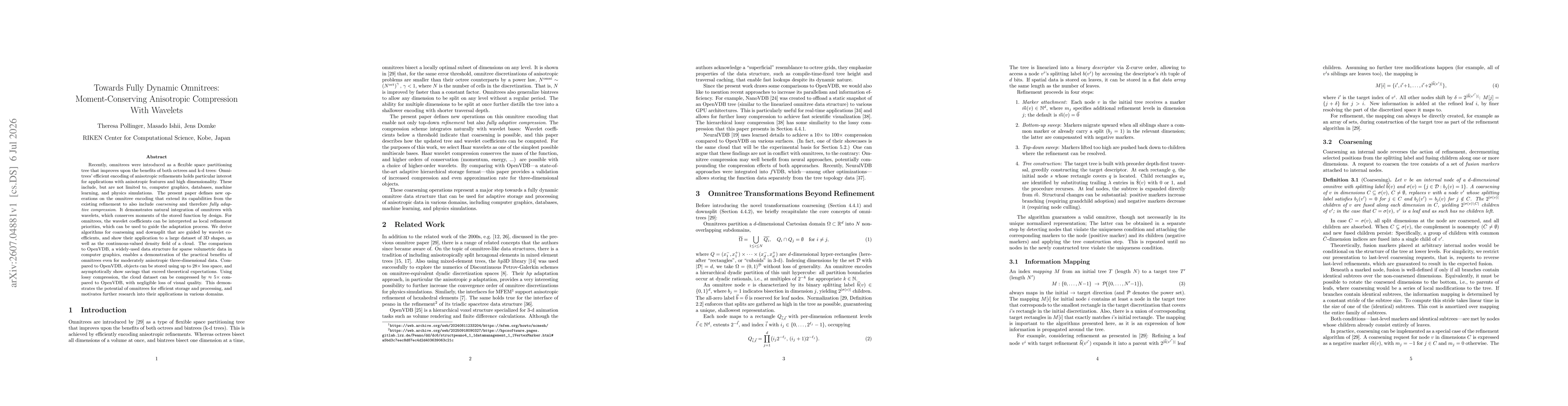 Thumbnail for Towards Fully Dynamic Omnitrees: Moment-Conserving Anisotropic Compression With Wavelets