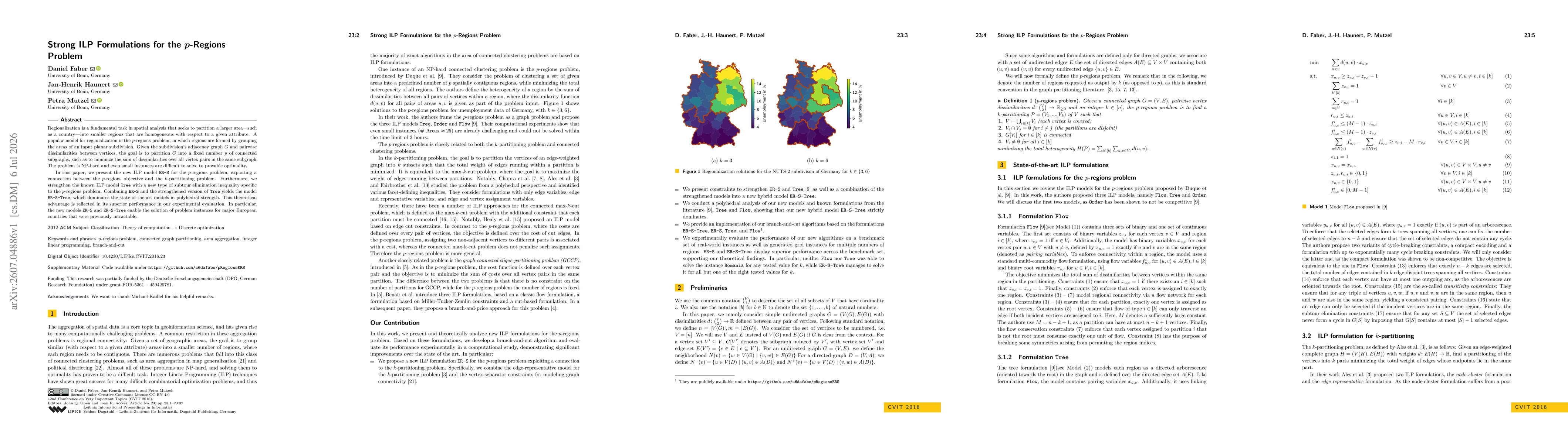 Thumbnail for Strong ILP Formulations for the p-Regions Problem