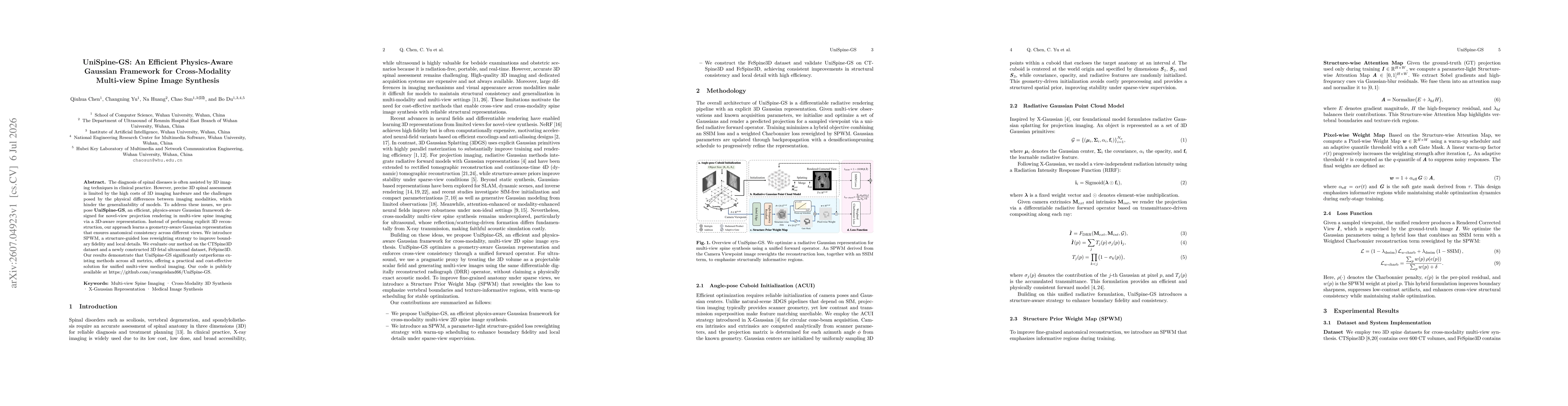 Thumbnail for UniSpine-GS: An Efficient Physics-Aware Gaussian Framework for Cross-Modality Multi-view Spine Image Synthesis