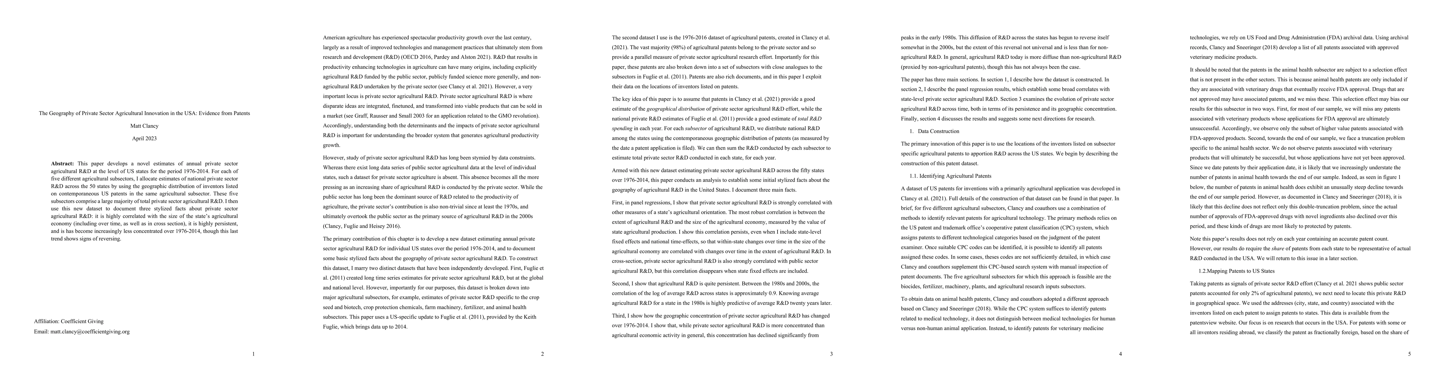 Thumbnail for The Geography of Private Sector Agricultural Innovation in the USA: Evidence from Patents