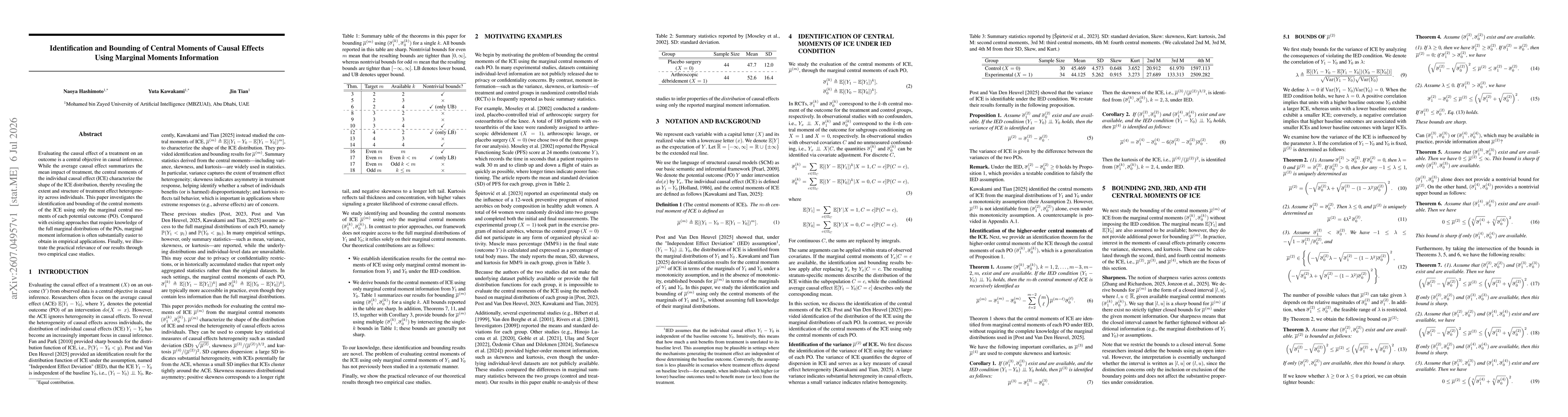Thumbnail for Identification and Bounding of Central Moments of Causal Effects Using Marginal Moments Information