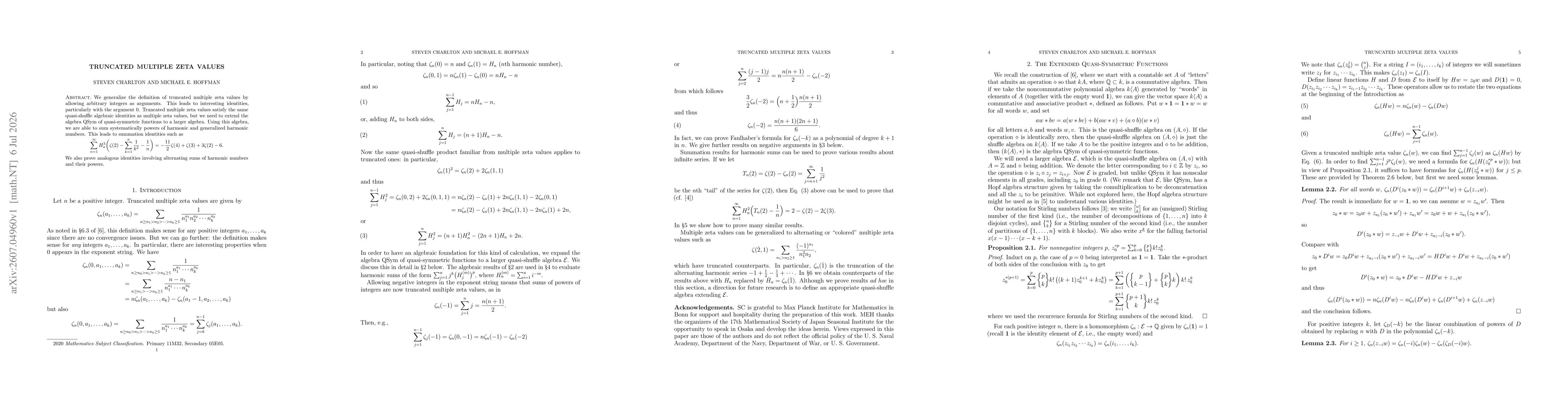Thumbnail for Truncated Multiple Zeta Values