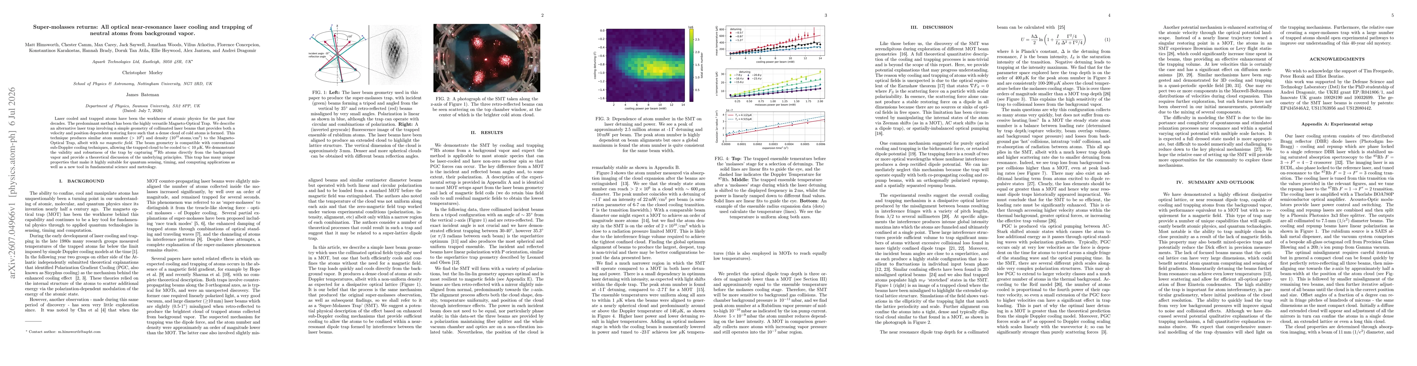 Thumbnail for Super-molasses returns: All optical near-resonance laser cooling and trapping of neutral atoms from background vapor