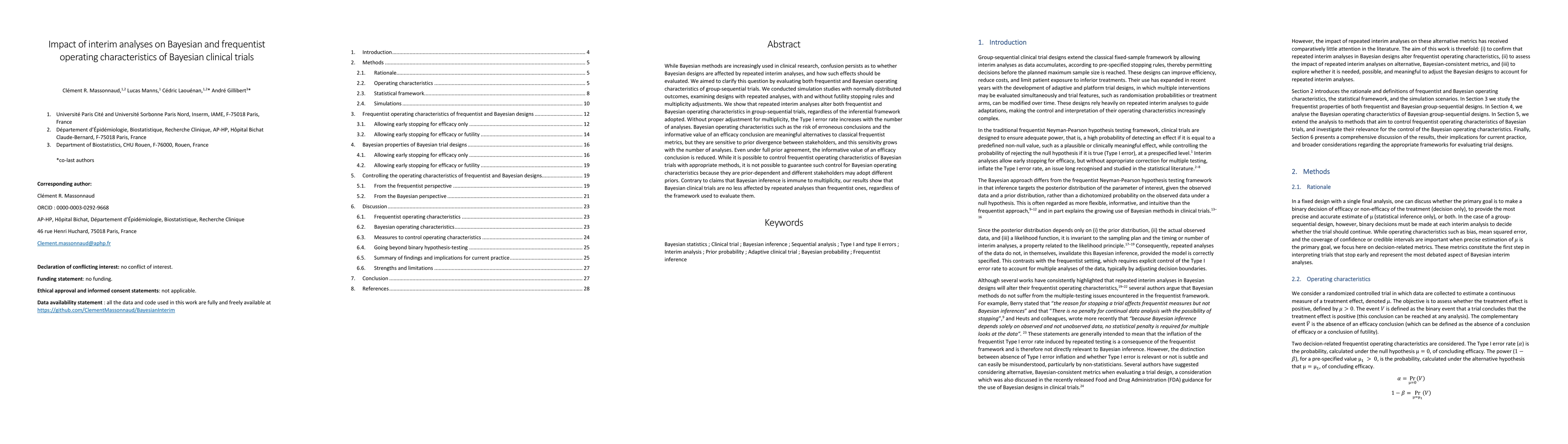 Thumbnail for Impact of interim analyses on Bayesian and frequentist operating characteristics of Bayesian clinical trials