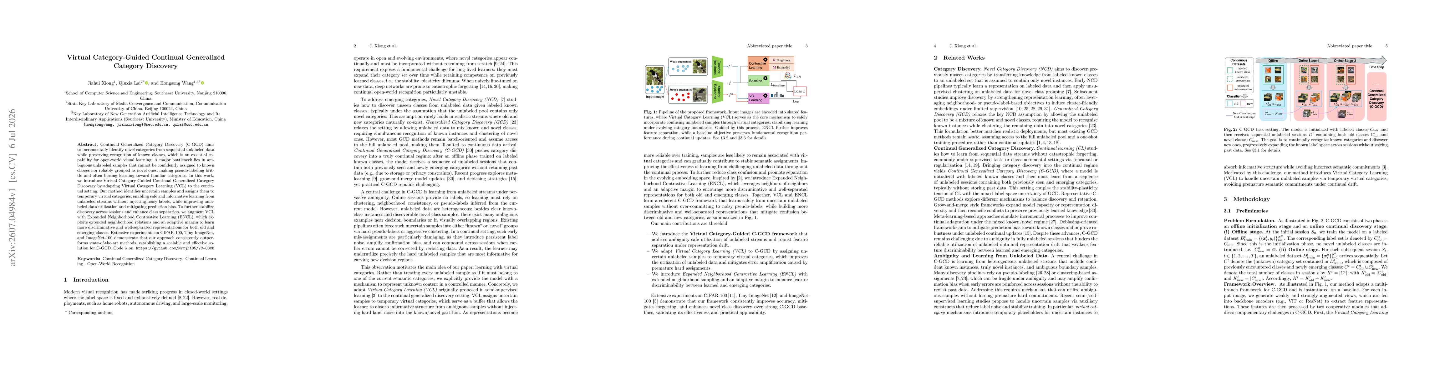 Thumbnail for Virtual Category-Guided Continual Generalized Category Discovery