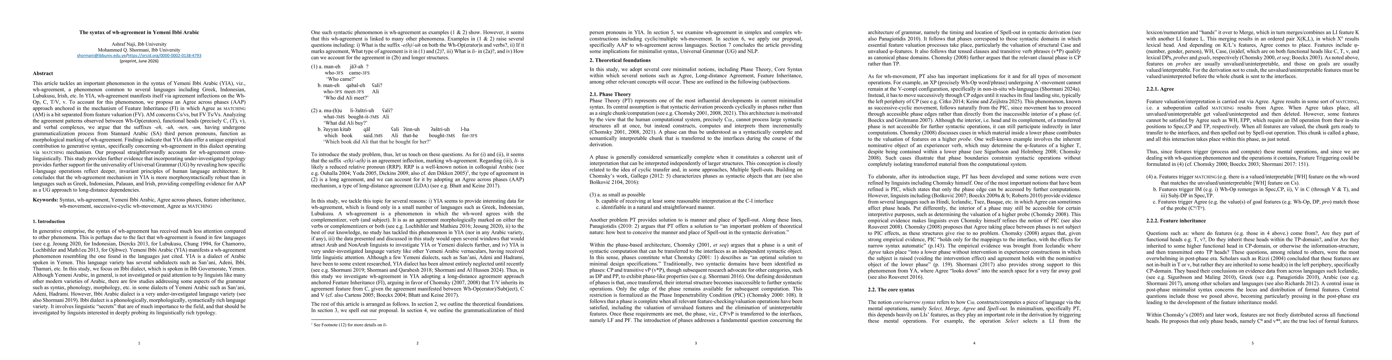 Thumbnail for The syntax of wh-agreement in Yemeni Ibbi Arabic