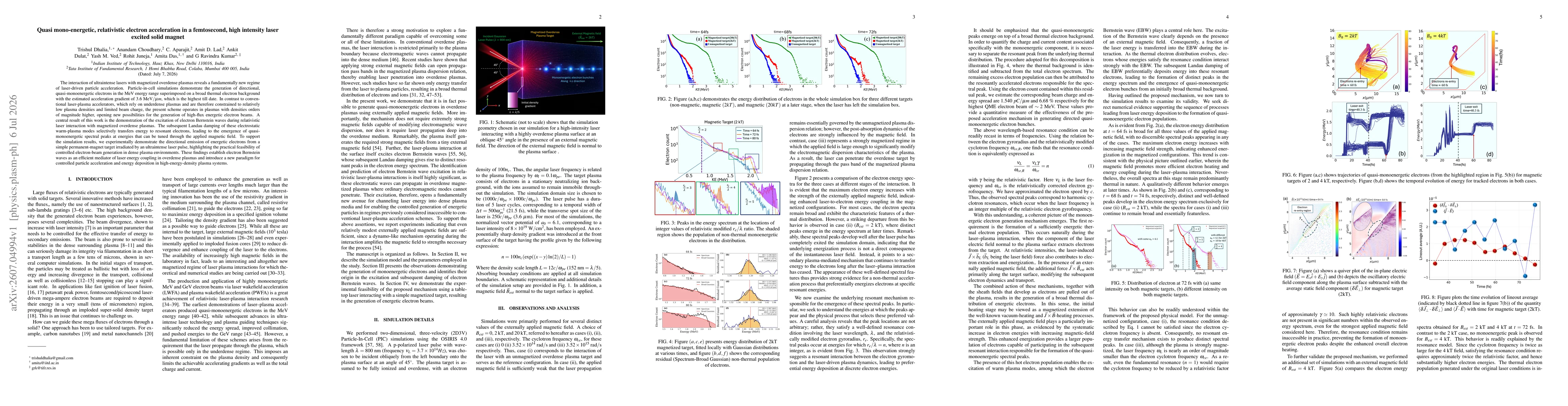 Thumbnail for Quasi mono-energetic, relativistic electron acceleration in a femtosecond, high intensity laser excited solid magnet