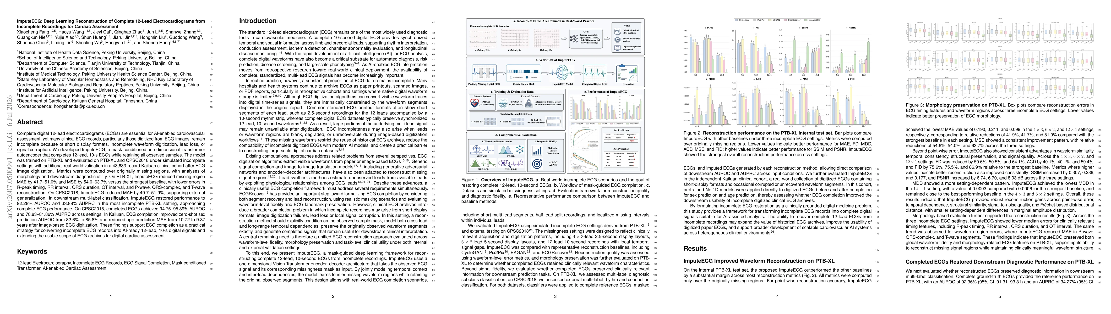 Thumbnail for ImputeECG: Deep Learning Reconstruction of Complete 12-Lead Electrocardiograms from Incomplete Recordings for Cardiac Assessment