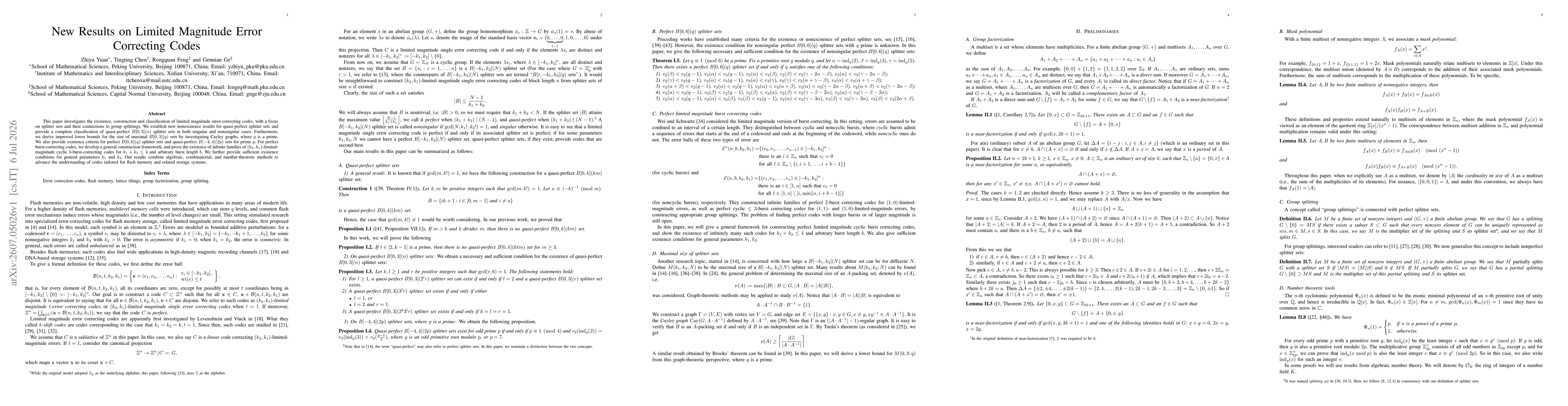 Thumbnail for New Results on Limited Magnitude Error Correcting Codes