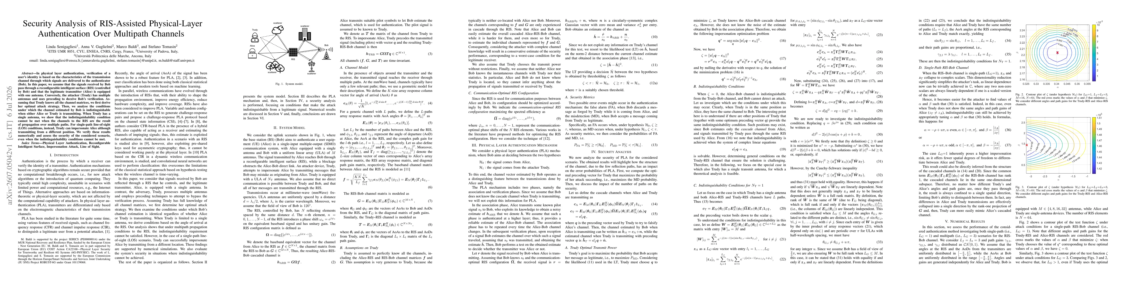 Thumbnail for Security Analysis of RIS-Assisted Physical-Layer Authentication Over Multipath Channels