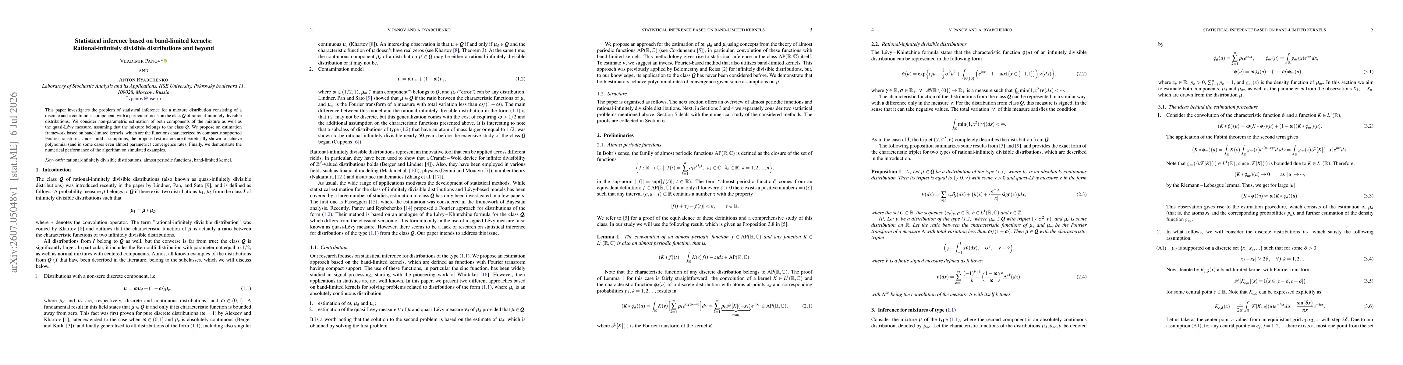 Thumbnail for Statistical inference based on band-limited kernels: Rational-infinitely divisible distributions and beyond