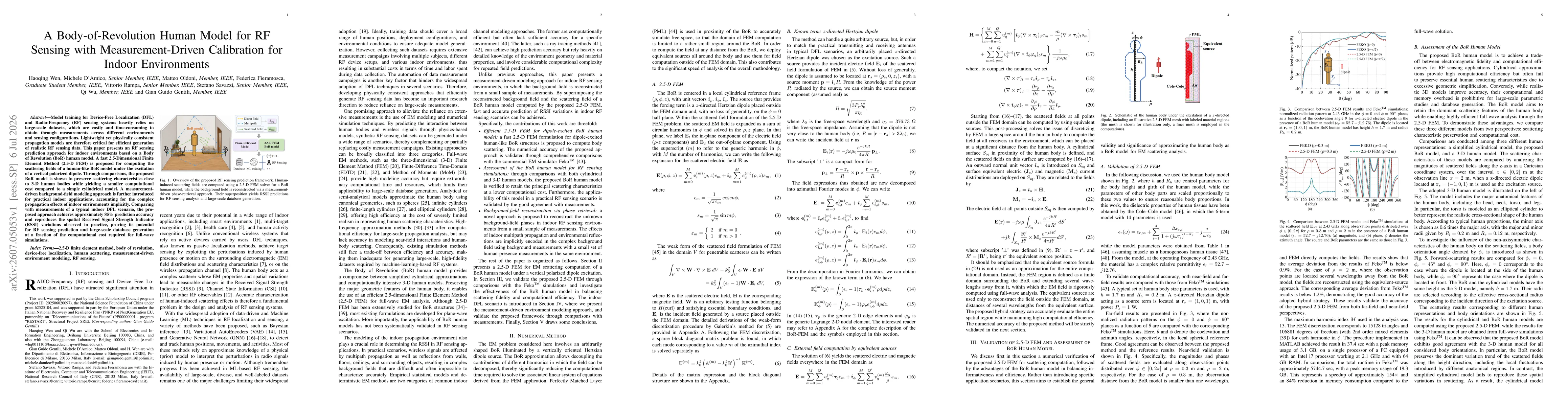 Thumbnail for A Body-of-Revolution Human Model for RF Sensing with Measurement-Driven Calibration for Indoor Environments