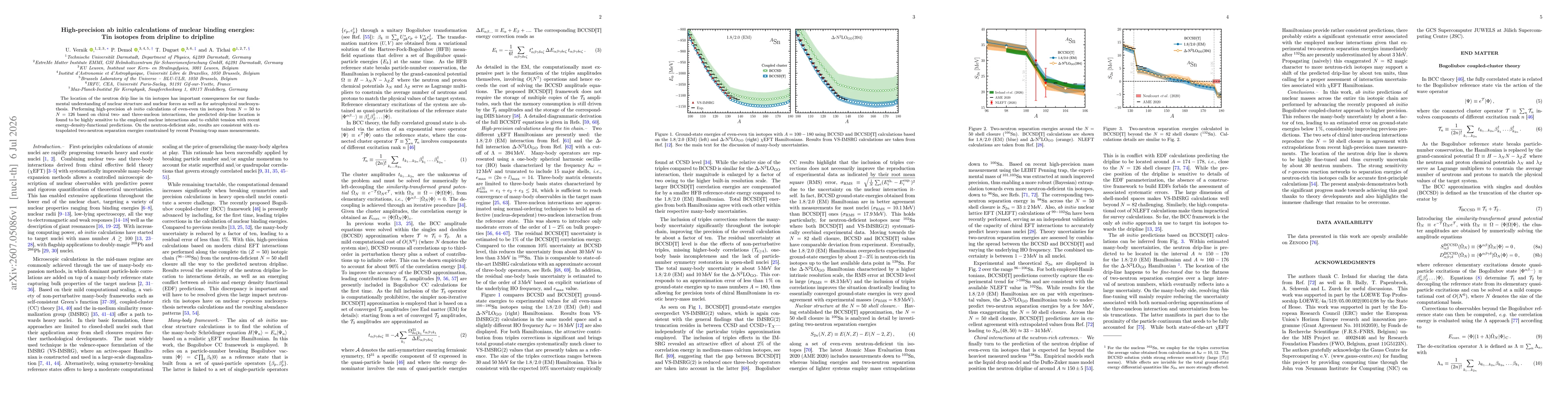 Thumbnail for High-precision ab initio calculations of nuclear binding energies: Tin isotopes from dripline to dripline