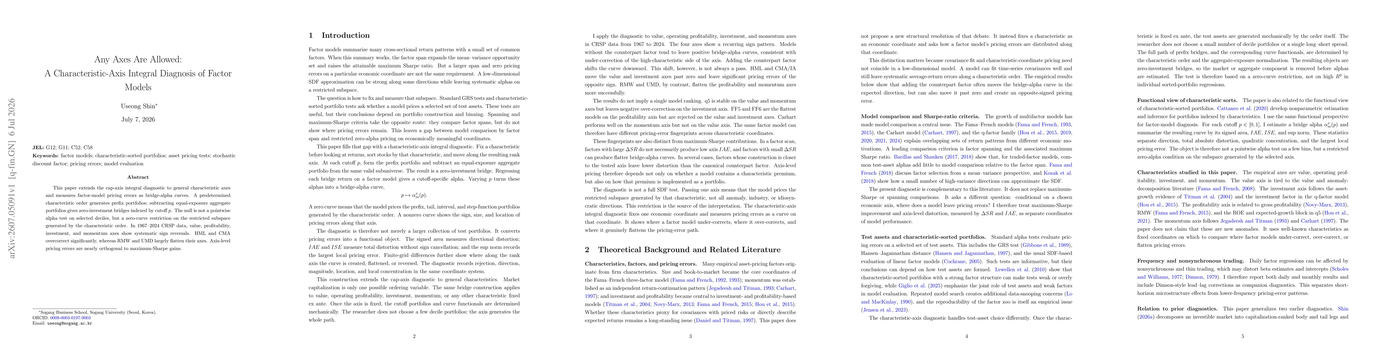 Thumbnail for Any Axes Are Allowed: A Characteristic-Axis Integral Diagnosis of Factor Models
