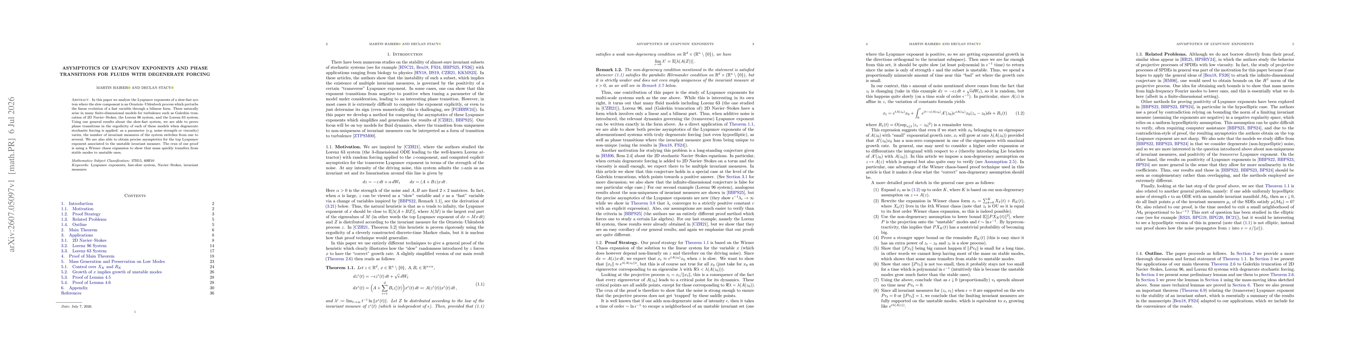 Thumbnail for Asymptotics of Lyapunov Exponents and Phase Transitions for Fluids with Degenerate Forcing