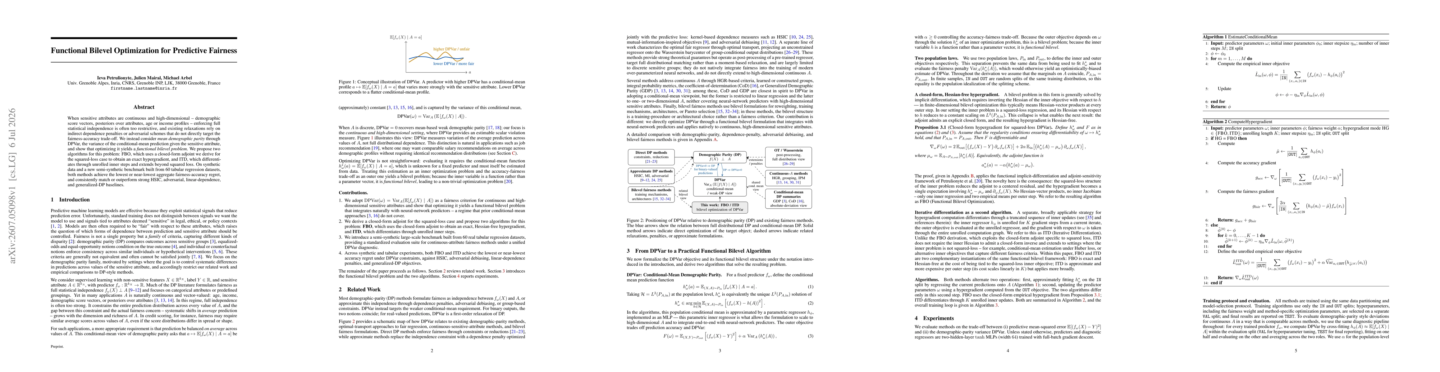 Thumbnail for Functional Bilevel Optimization for Predictive Fairness