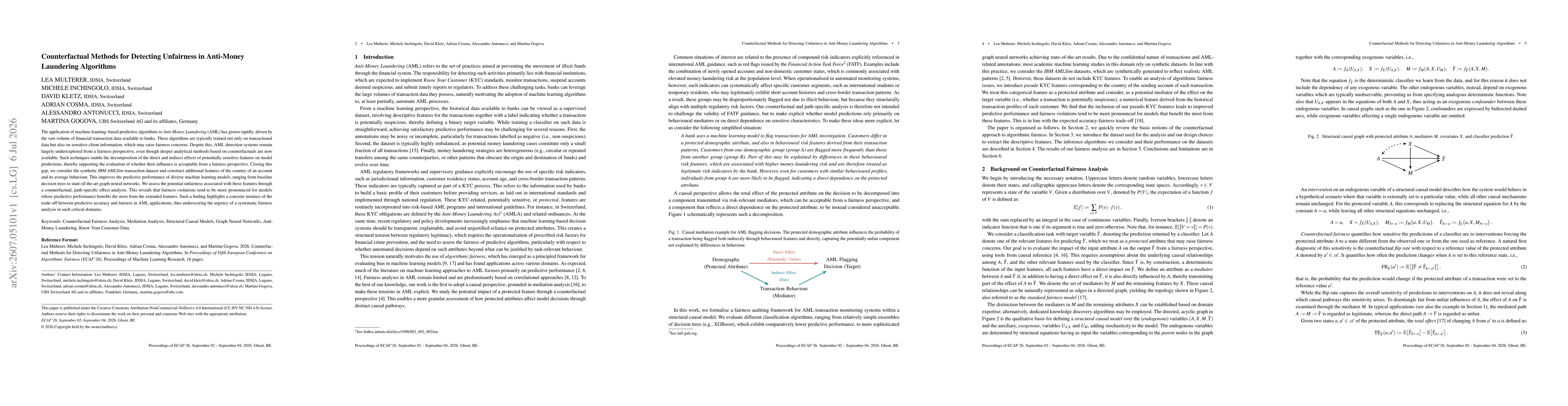Thumbnail for Counterfactual Methods for Detecting Unfairness in Anti-Money Laundering Algorithms
