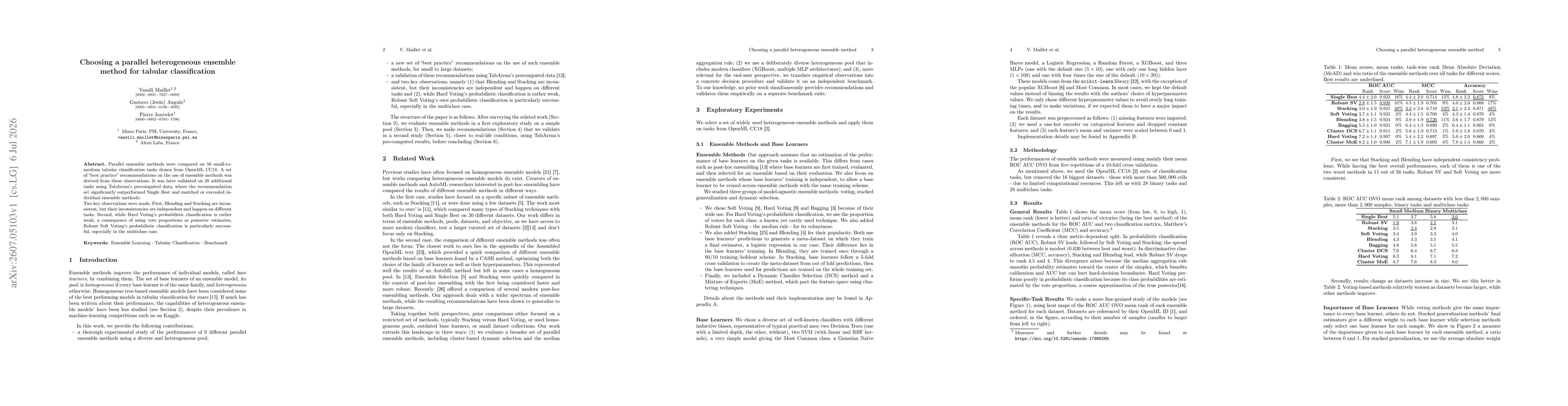 Thumbnail for Choosing a parallel heterogeneous ensemble method for tabular classification