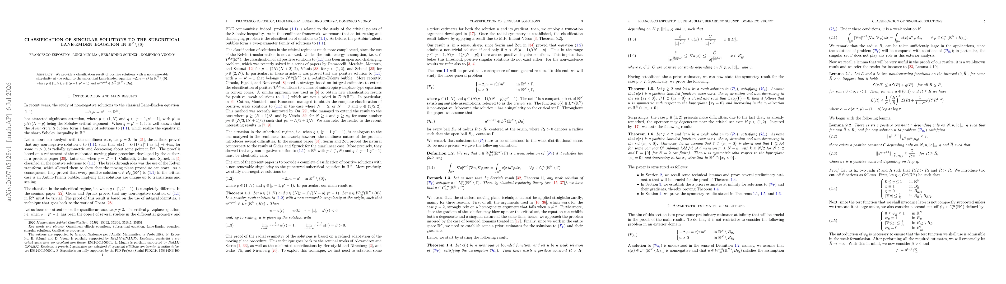Thumbnail for Classification of singular solutions to the subcritical Lane-Emden equation in $\mathbb{R}^N \setminus \{0\}$