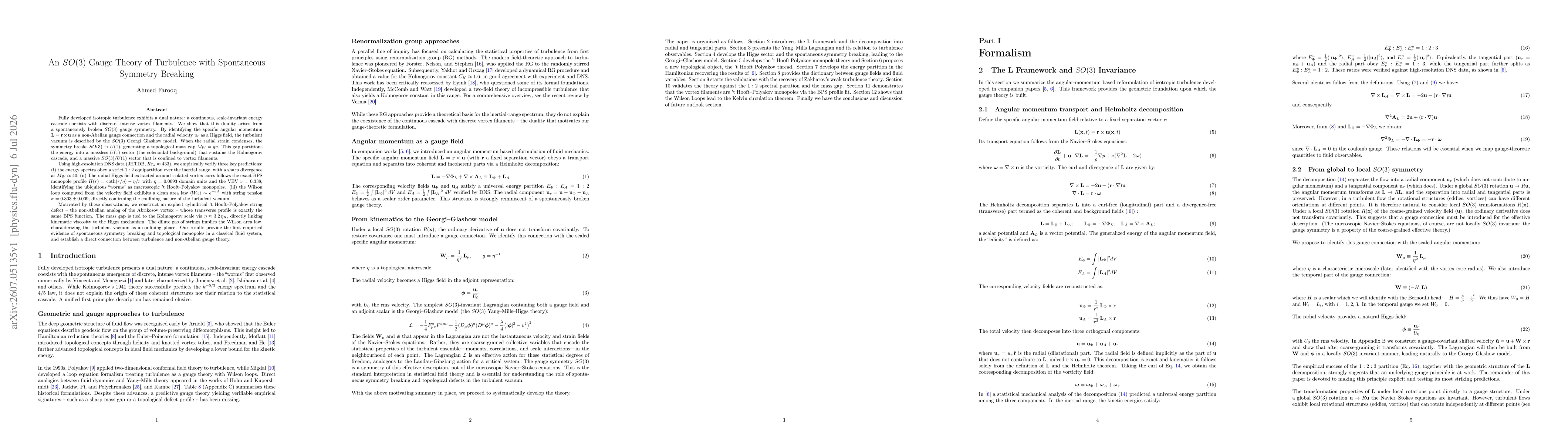 Thumbnail for An SO(3) Gauge Theory of Turbulence with Spontaneous Symmetry Breaking