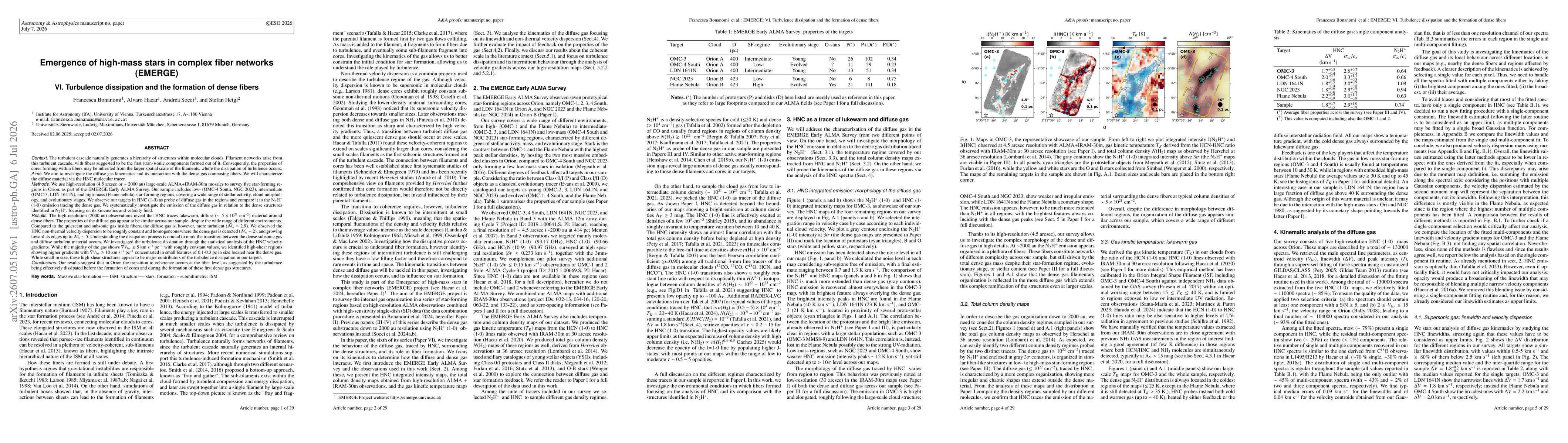 Thumbnail for Emergence of high-mass stars in complex fiber networks (EMERGE) VI. Turbulence dissipation and the formation of dense fibers