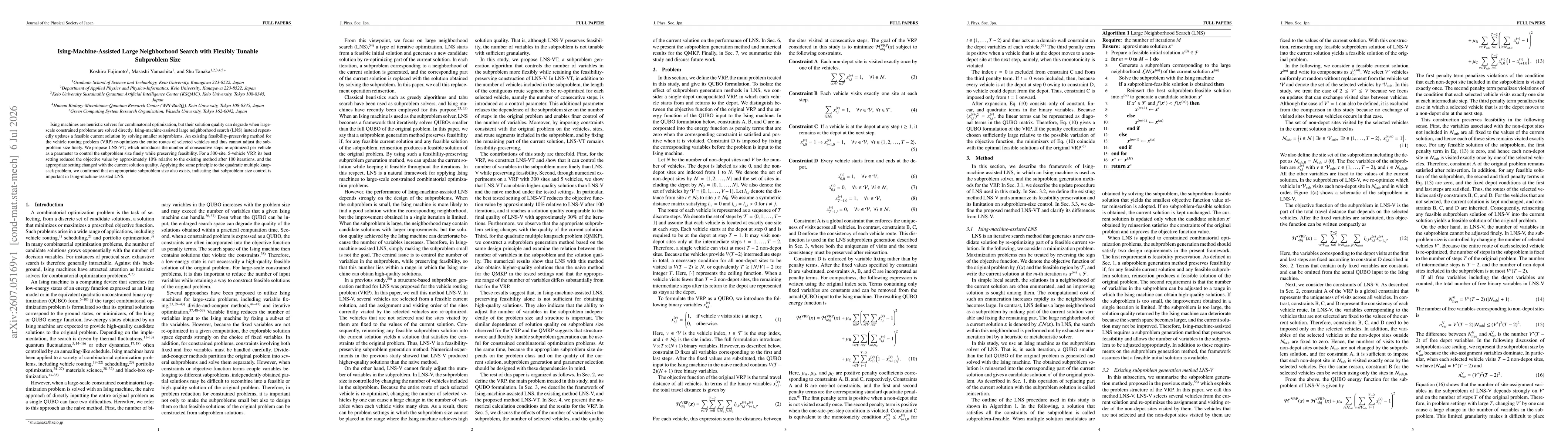 Thumbnail for Ising-Machine-Assisted Large Neighborhood Search with Flexibly Tunable Subproblem Size
