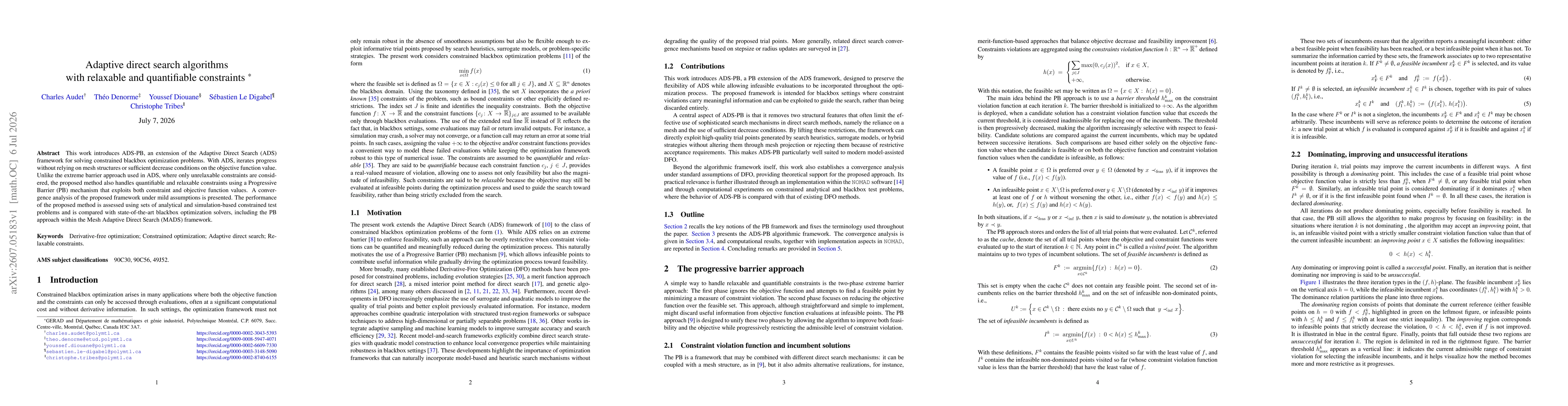 Thumbnail for Adaptive direct search algorithms with relaxable and quantifiable constraints